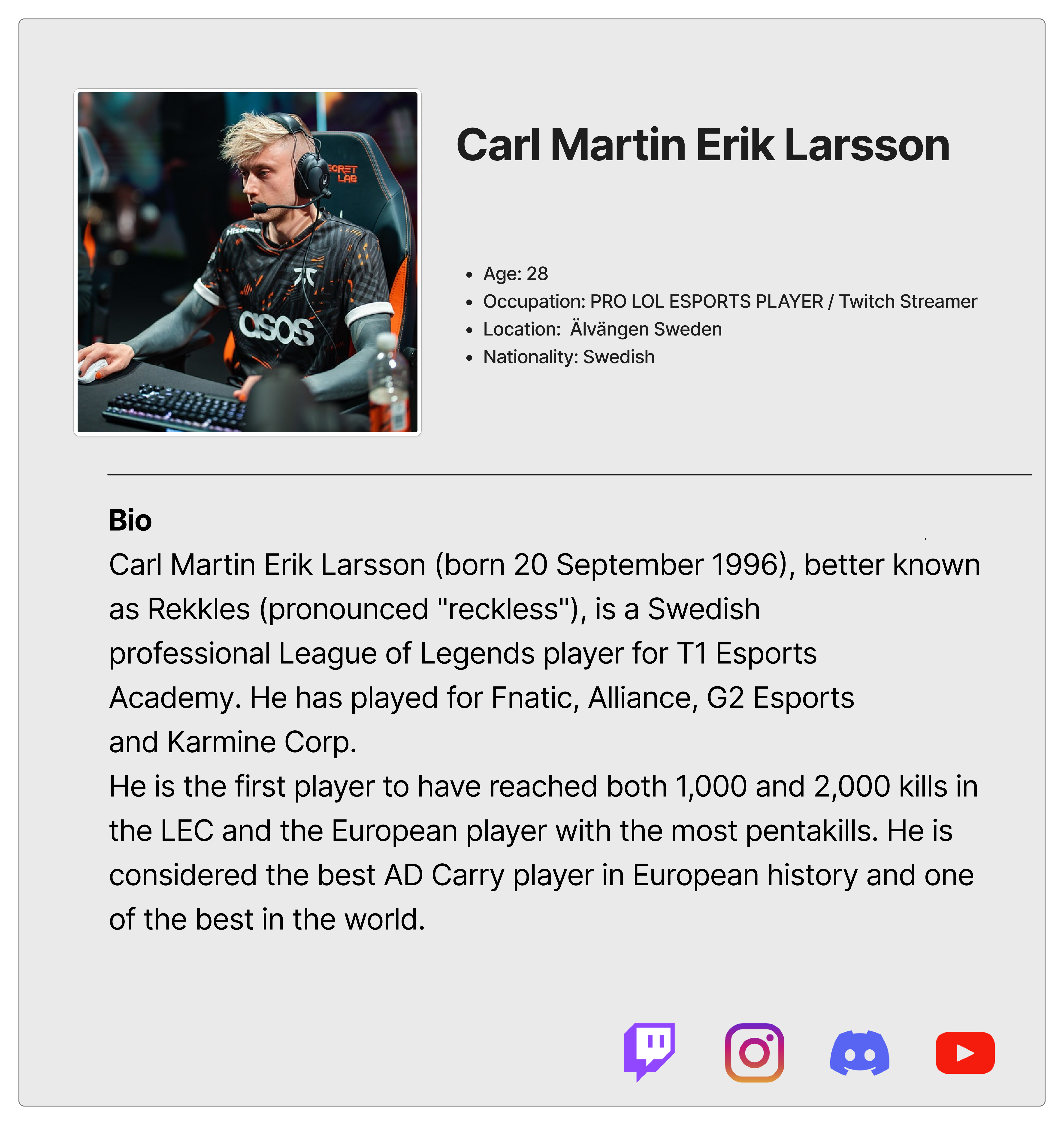 rekkles Persona